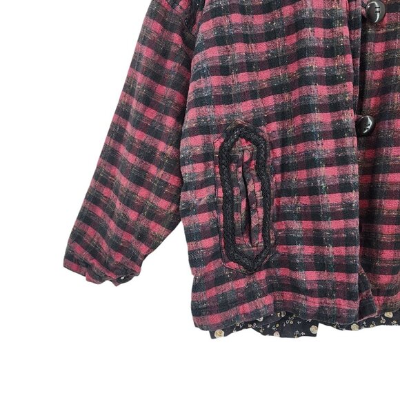 SuZen Vintage Women's 100% Cotton Plaid Long Sleeve Cotton Farmcore Jacket- OS - Picture 3 of 9